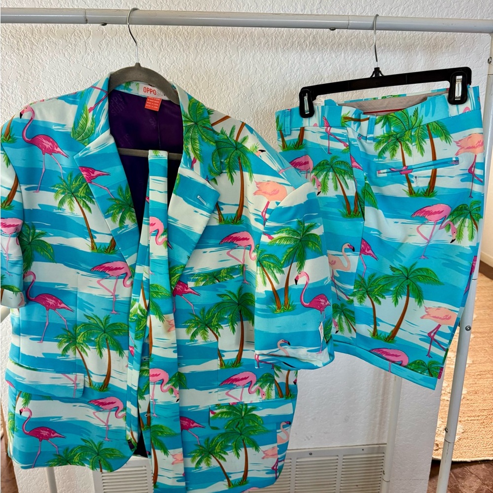OppoSuits size 52 Tropical Flamingo Suit Set Shorts